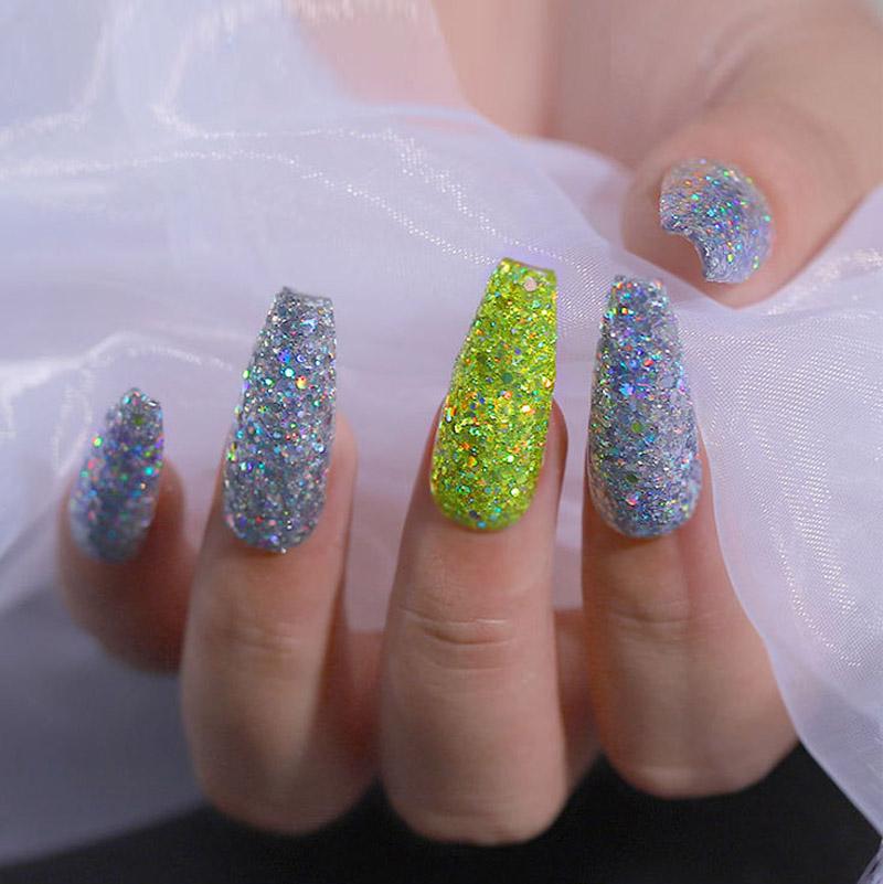 12 цветов для дизайна ногтей лазерные блестки блестки светлая пудра украшения ногтей в коробке симфония блестки для ногтей