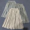 Japanese Striped Hit Color Vintage Skirts Women Summer Pockets Loose Elastic A-Linen Skirts