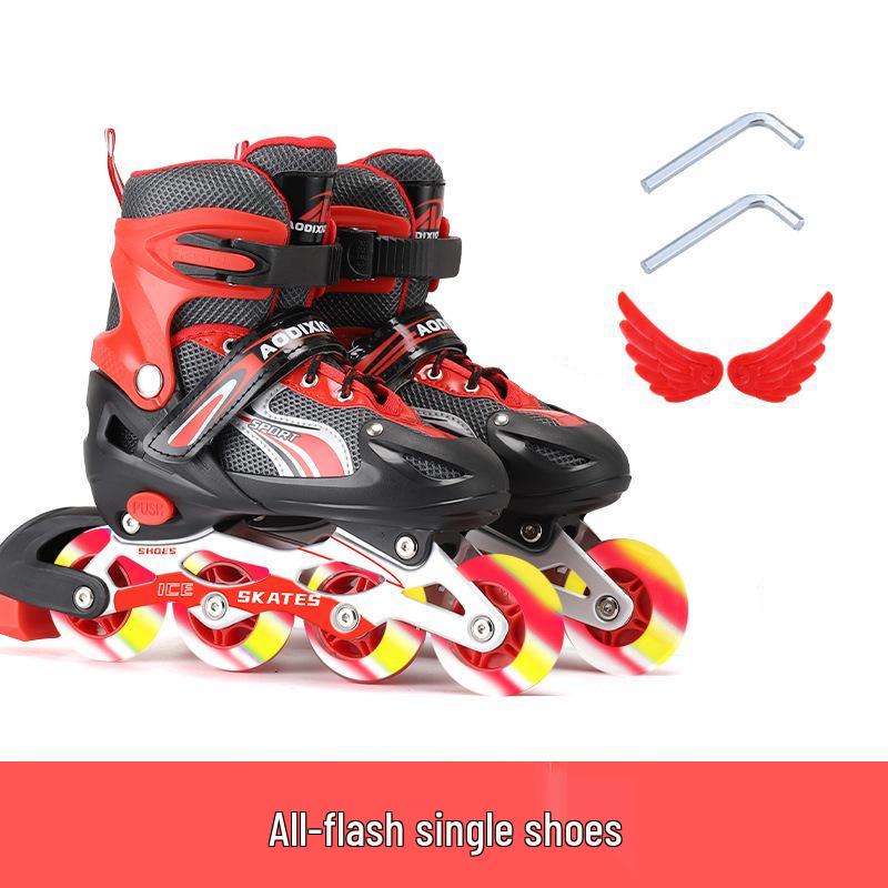 Регулируемый набор роликовых коньков с мигающими колесами для детей-начинающих