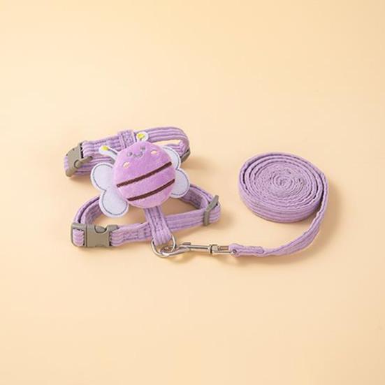 Комплект шлейки и поводка для кошек, регулируемая шлейка для котят с защитой от побега и рисунком пчелы для маленьких и средних кошек и собак на открытом воздухе