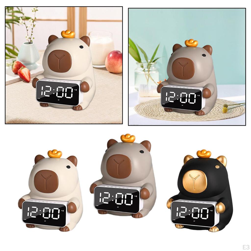 Capybara Figurine Bluetooth Speaker LED Alarm Clock Resin, Tissue Box Holder Table for Living