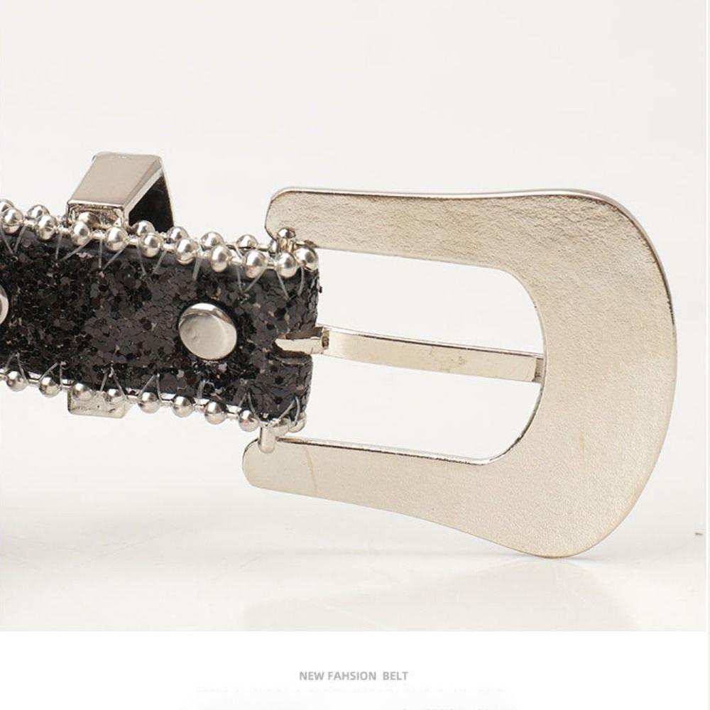 Блестящий ремень со стразами женский регулируемый по длине пояс кожаный ремень для y2k девушек