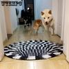 Circular Visual Vortex Carpet Modern Living Room Sofa Black and White Checkered Stereoscopic Visual Carpet