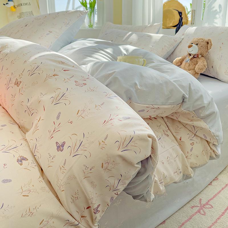 100% Cotton Bedding Four-piece Set, Skin-friendly, Breathable, Soft and Comfortable Bed Sheet Pillowcase, Quilt Cover Set