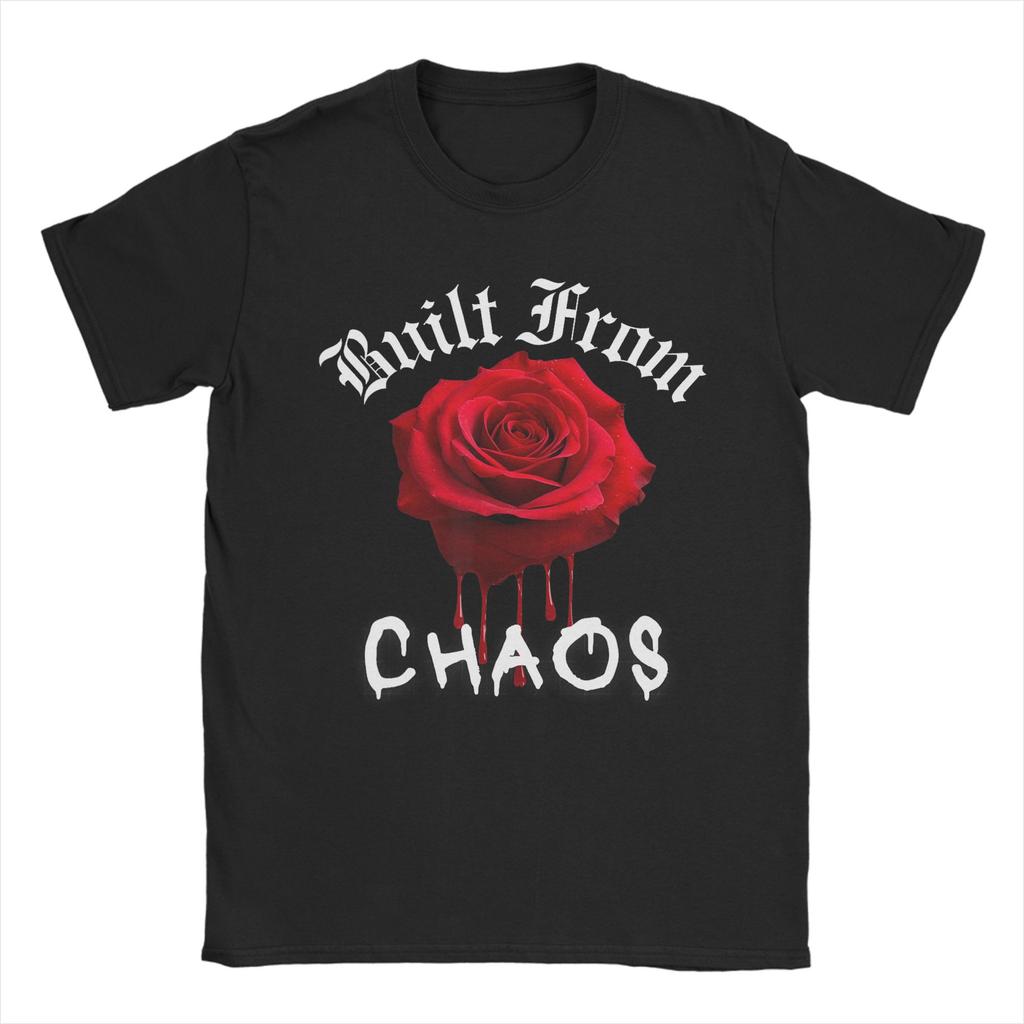 Vintage Streetwear Graphic Dark Floral Urban Aesthetic TShirts for Men Crew Neck Pure Cotton T Shirt Short Sleeve Tees Party
