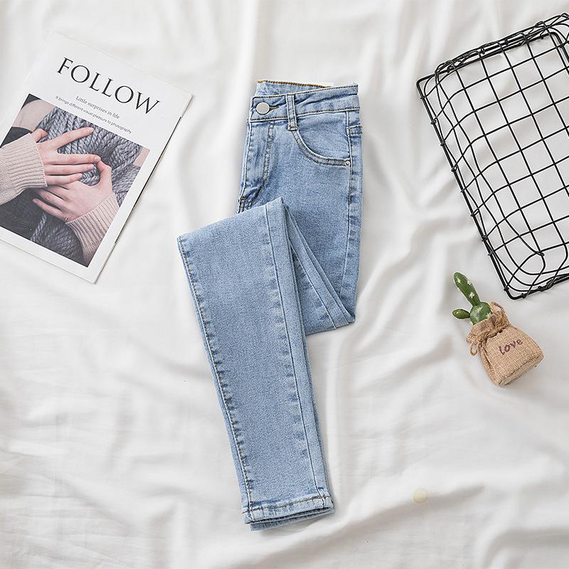 Женские облегающие эластичные джинсы сине-серого цвета с высокой талией