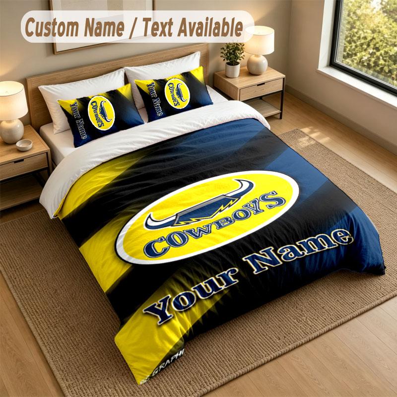 Bedding Set 1 Duvet Cover 2 Pillowcases North Queensland Cowboys Print Soft Bed Linen Bedroom Decor
