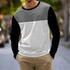 Color Block Stripes Pattern T-Shirt For Men Colorful 3D Printed T Shirts Summer Casual Long Sleeves Loose Round Neck Tops Tees