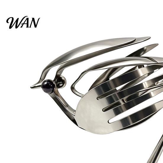 Bird Figurine Metal Art Sculpture, Handmade Fork And Spoon Figurine, Vintage Rustic Handcrafted Decor Statue for Indoor Outdoor Home Office