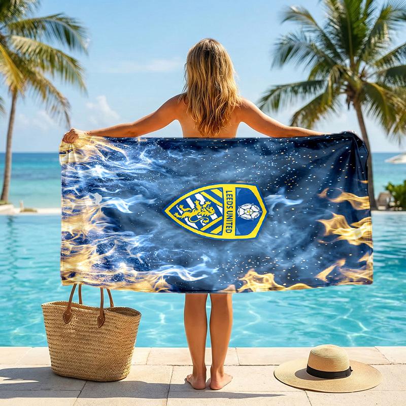 Пляжное полотенце Leeds United Football Мягкое из микрофибры Летнее полотенце Быстросохнущее Впитывающее полотенце для пляжа Бассейна Путешествий