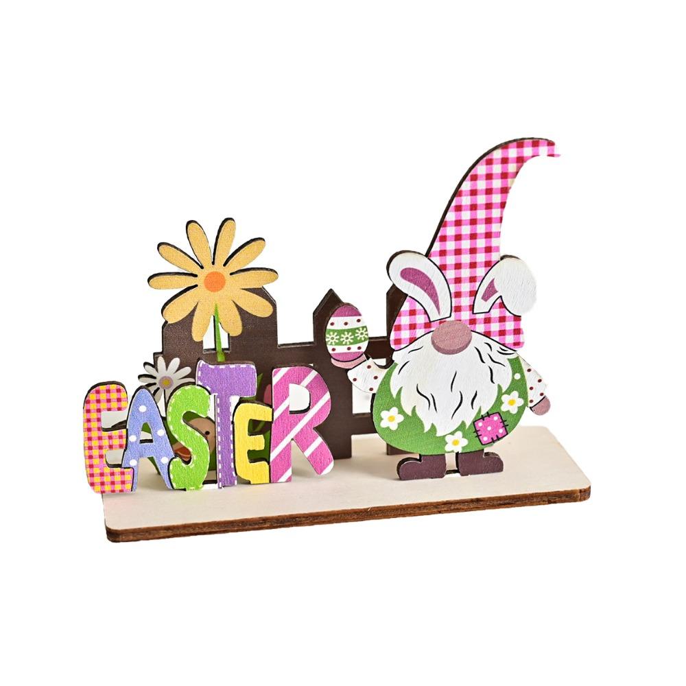 Мультяшные пасхальные кролики, милые красочные пасхальные украшения, пасхальные деревянные украшения для рабочего стола