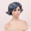 Женские модные синтетические пушистые парики с боковой челкой женские короткие вьющиеся черные седые волосы парики из высокотемпературного волокна