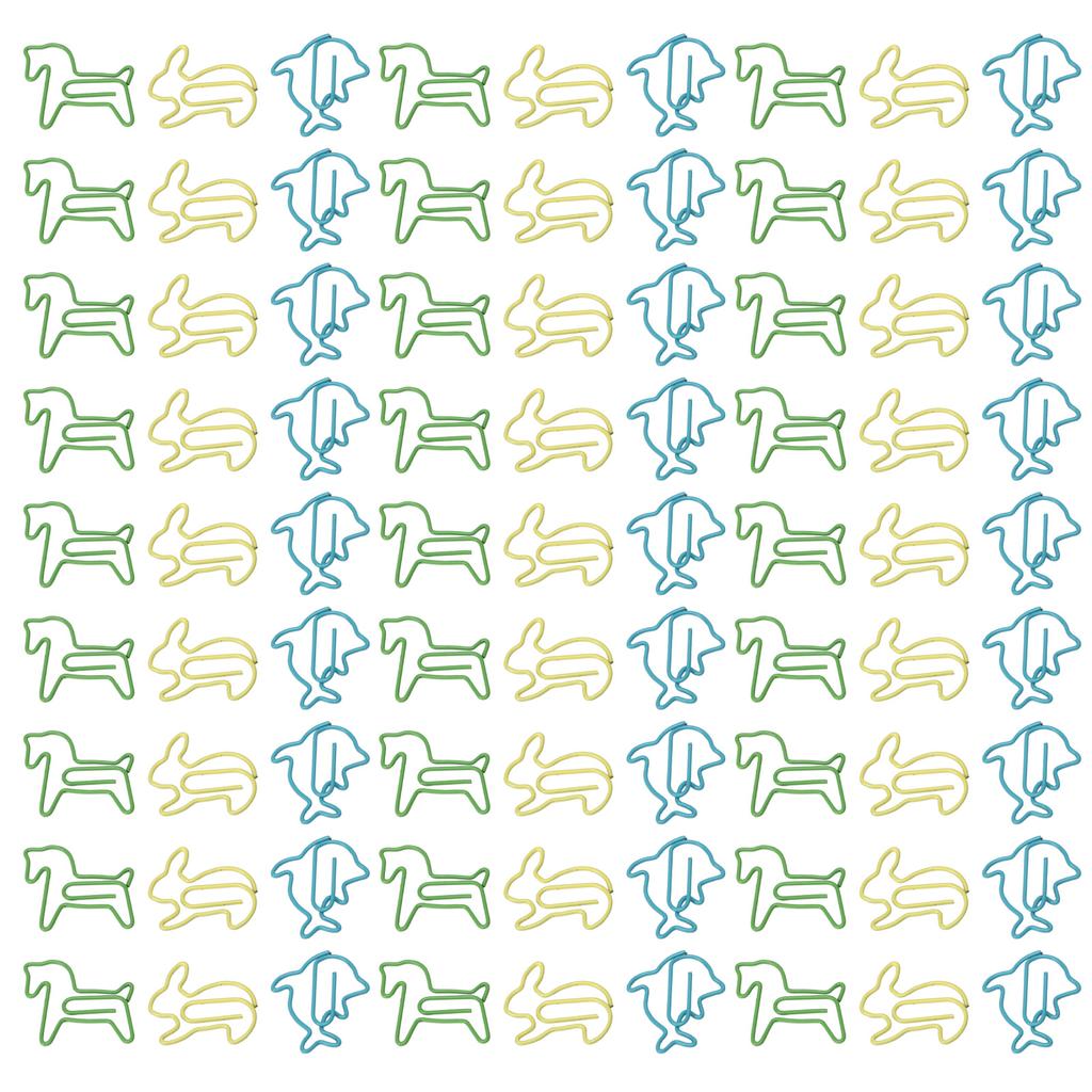 32 Box Paper Clips 3 Colors Innovative Pony Rabbit Dolphin Combo Small Metal Paperclips for