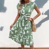 New Fashion Printed Daily Versatile Women'S Summer Loose And Casual Solid Color Cotton And Hemp Long Dress