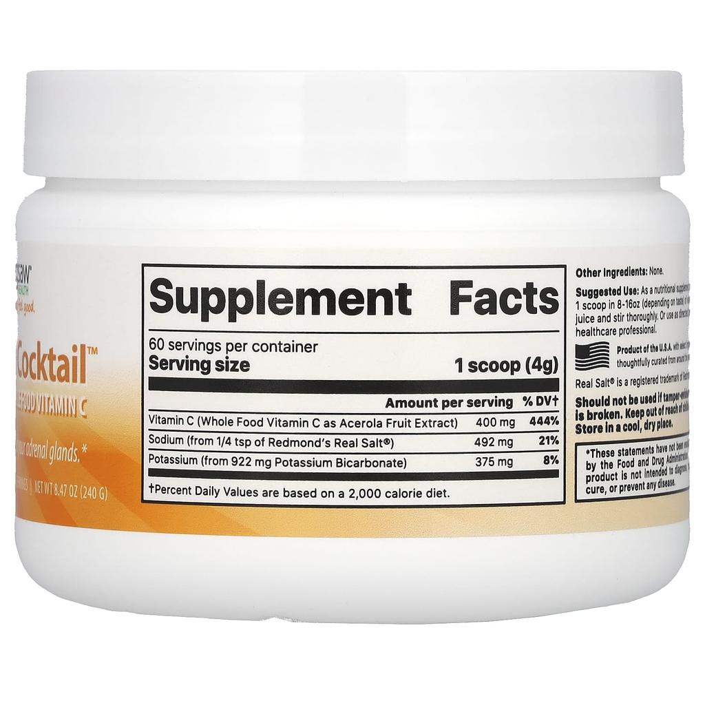 Jigsaw Health Adrenal Cocktail + Whole Food Vitamin C, 8.47 Oz (240 G)