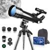 Astronomical Telescope for Kids and 466x High 70mm Large 400mm Focal Large Diameter Zenith Stainless Steel Telescopic Telescope Smartphone Storage