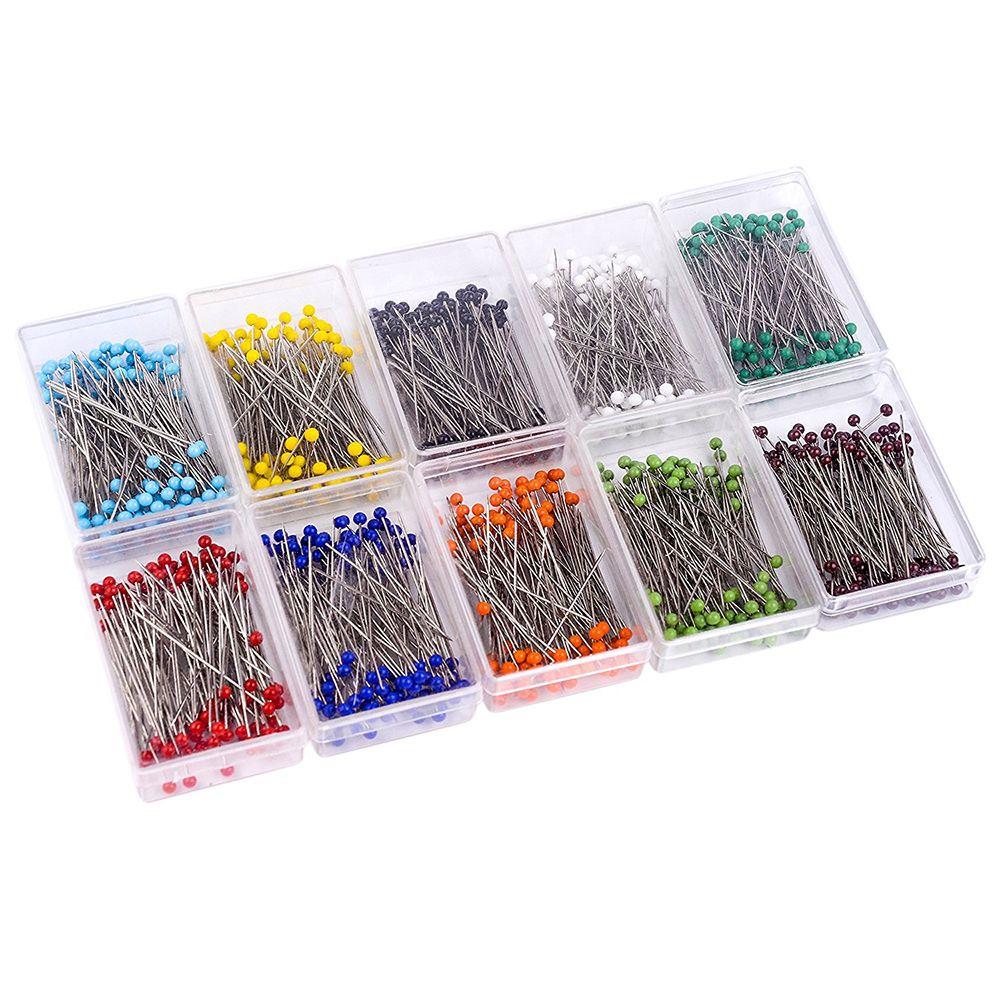 DIY Fashion Bead Glass Head Colored Stitch Safety Pin Sewing Needles Knitting Pin Dressmaking Pins