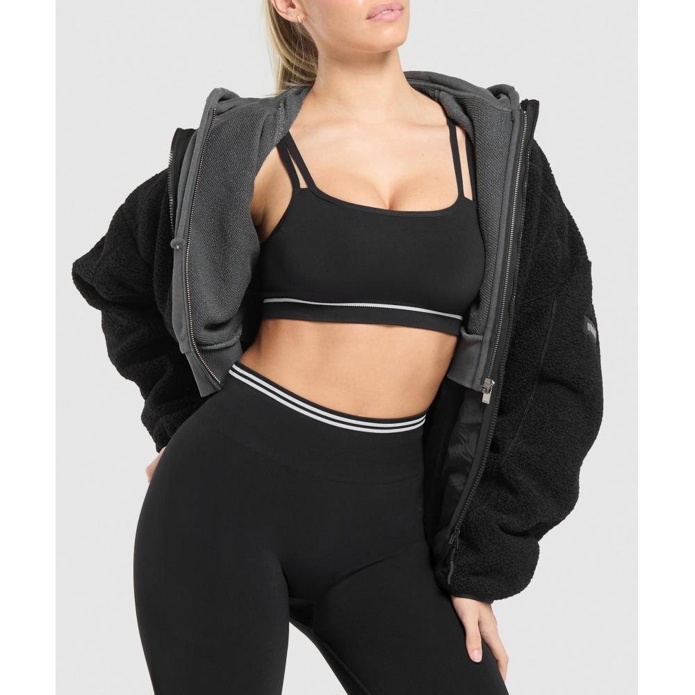 Gymshark Контрастный бесшовный спортивный бюстгальтер черного цвета B2c1i Bb2j