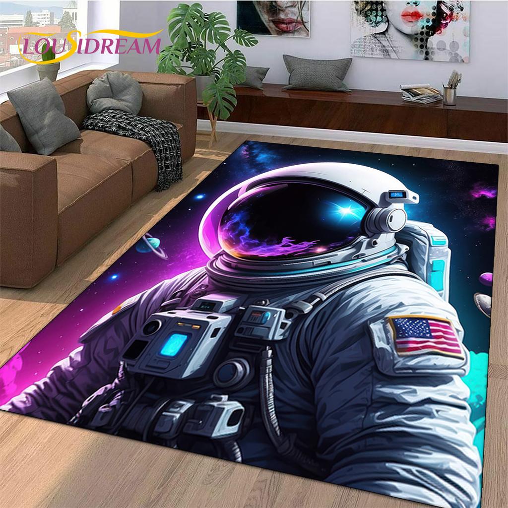 Astronaut Dream Universe Spaceman  Outer Space Cartoon Rug Carpet for Living Room Bedroom Decor,Non-slip for Sofa Doormat Kids