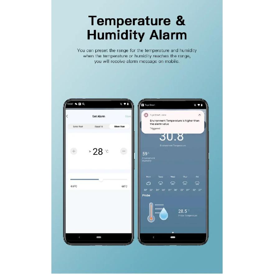 Tuya Zigbee WiFi Датчик температуры и влажности с выносным датчиком-зондом для умного дома, работает с Yandex SmartLife Alexa