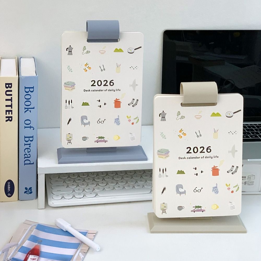 Page Flipping Cartoon Desk Planner Cartoon 2026 Cute Student Calendar Desktop Decor