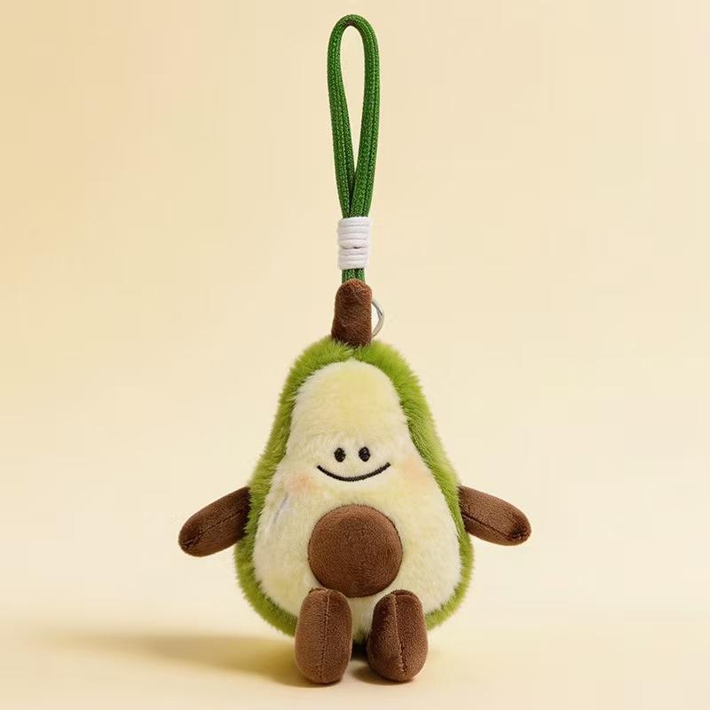 Cute Fruit Plush Keychains Soft Carrot Watermelon Persimmon Avocado Bag Charms,Kawaii Squishy Key Ring for Backpacks Gifts