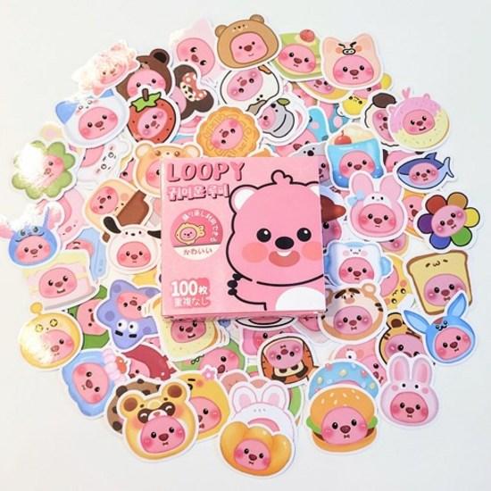 Sanrio Daku Stickers 100 Sheets Cinnamoroll My Melody Kuromi Luffy Kitty 5 Types, 1 Kitty Pack (100 Sheets), 1 Piece, a Popular Character In Korea