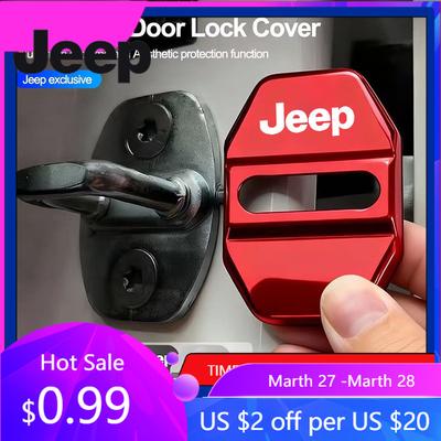 Для Jeep 4 шт. Металлическая наклейка-защита на замок двери автомобиля Для Jeep Wrangler JL JK Renegade Grand Compass Gladiator Cherokee