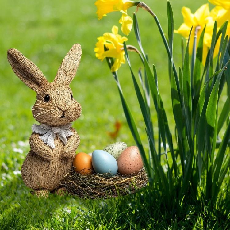 Outdoor Garden Stake Rabbit and Eggs Lawn Sign for Easters and Seasonal Event Elegant Spring Party Yard Decoration