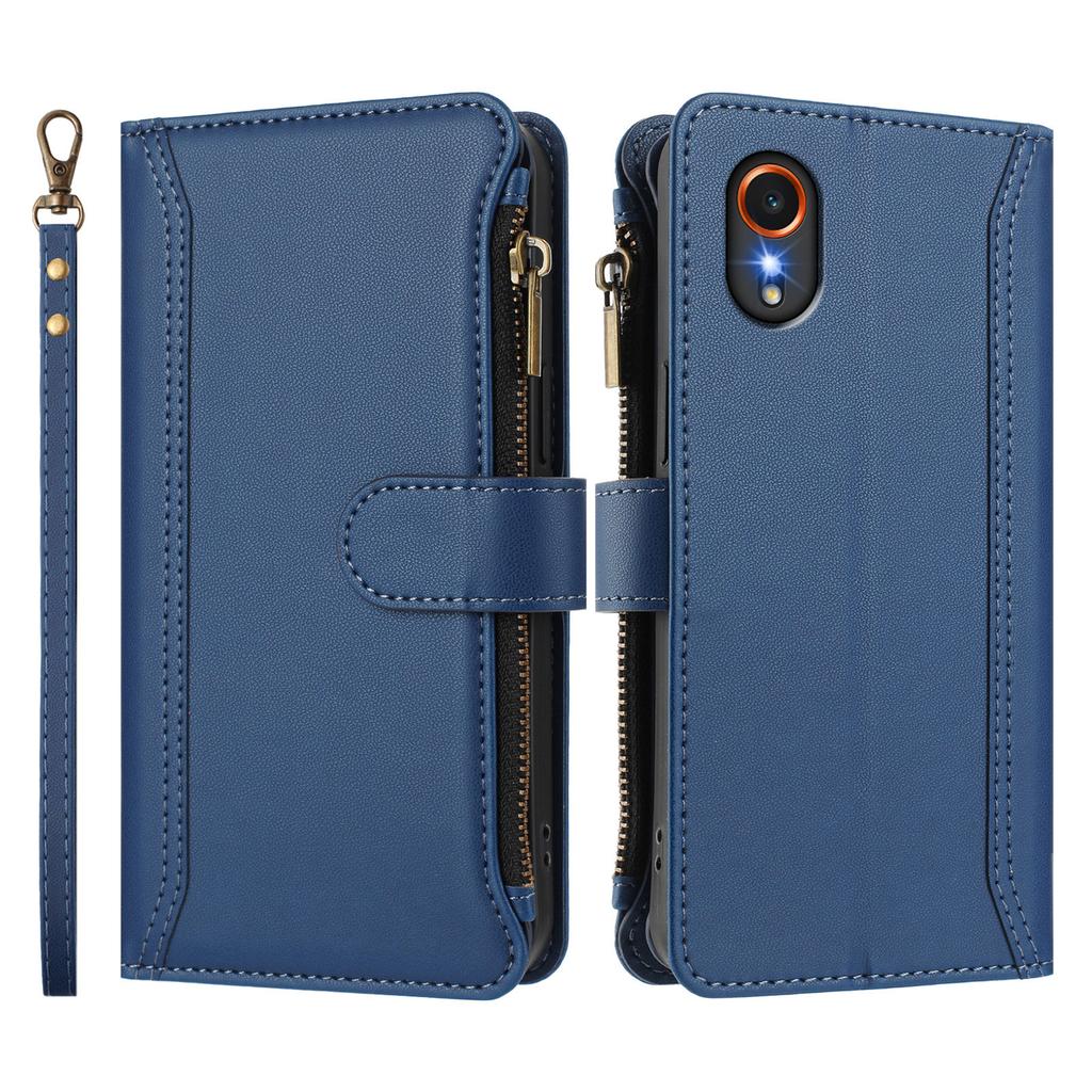Кожаный чехол для Samsung Galaxy Xcover7 с 9 отделениями для карт, кошельком на молнии, подставкой, чехлом для телефона и ремешком на запястье