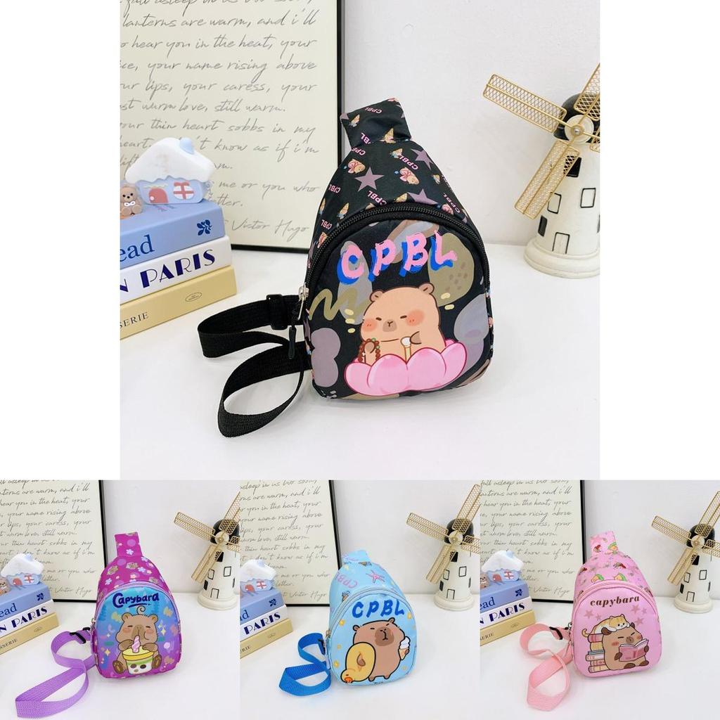 Kids Casual Crossbody Bag With Capybara Print And Light Nylon For Preschool And Kindergarten