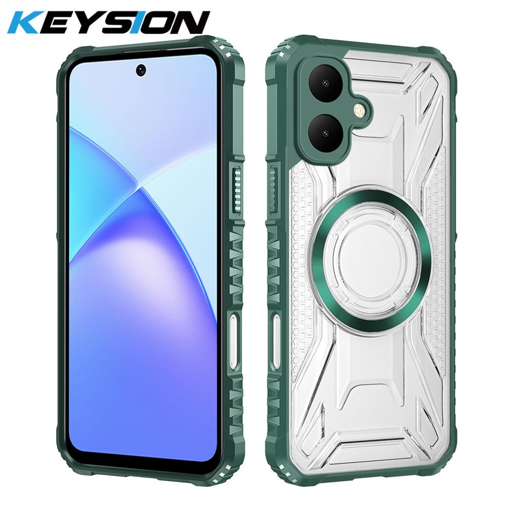 KEYSION Прозрачный магнитный чехол для TECNO Spark Go 2 Pop 10 Мягкий силикон+ПК Сверхпрочный противоударный чехол для телефона для Infinix Smart 10