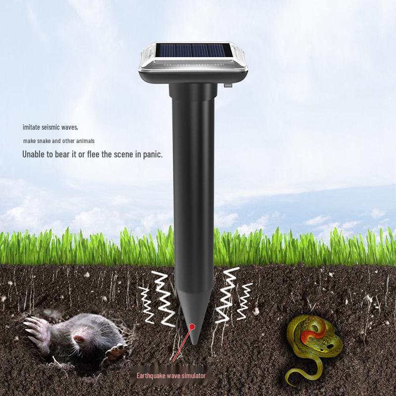 Solar-Powered Outdoor Rodent & Snake Repeller with Beeping Sound - Waterproof, Ground-Inserted Design