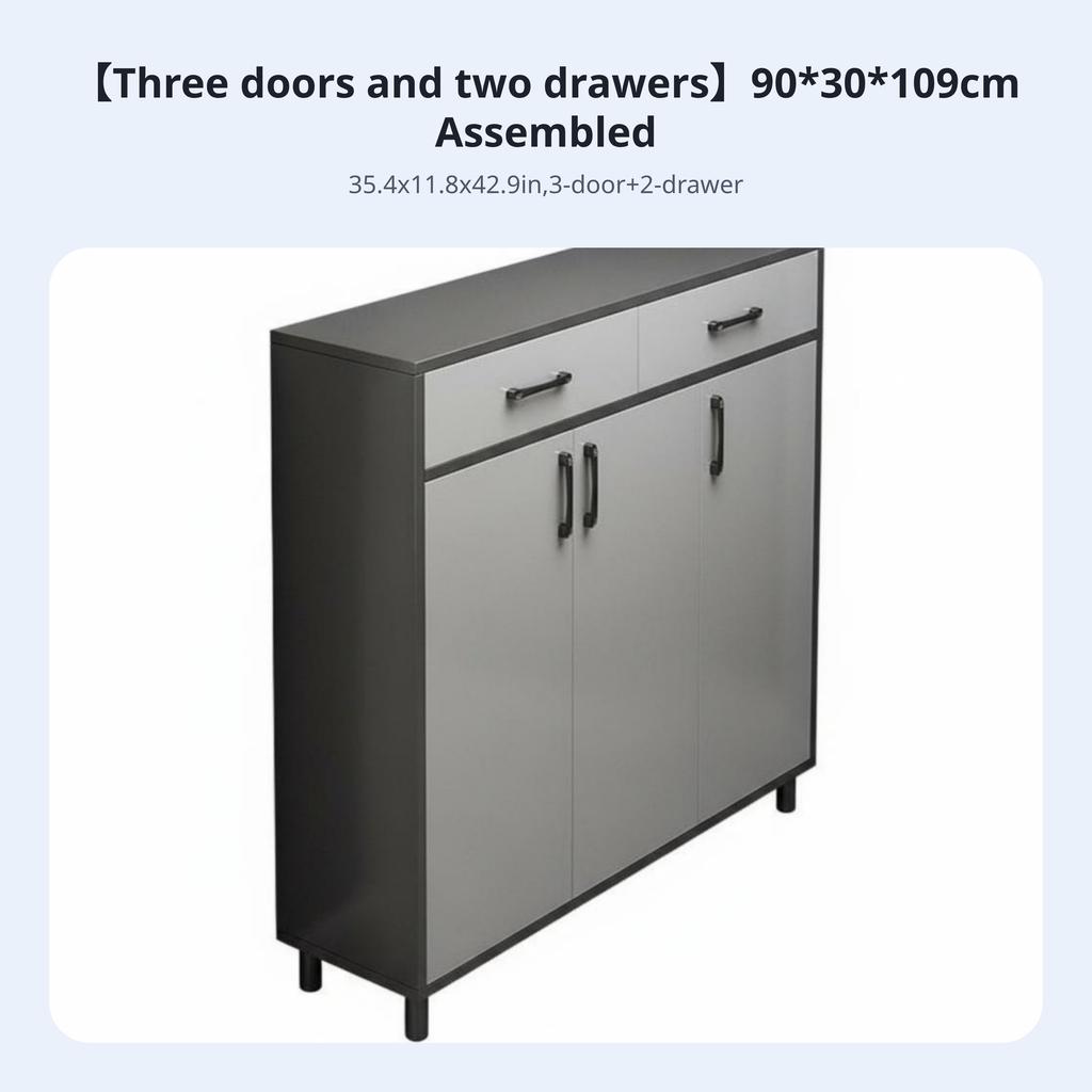 3-Door Entryway Sideboard with Drawers Modern Design Footwear Organizer Large Capacity Wide Countertop for Homeowners, Hallway