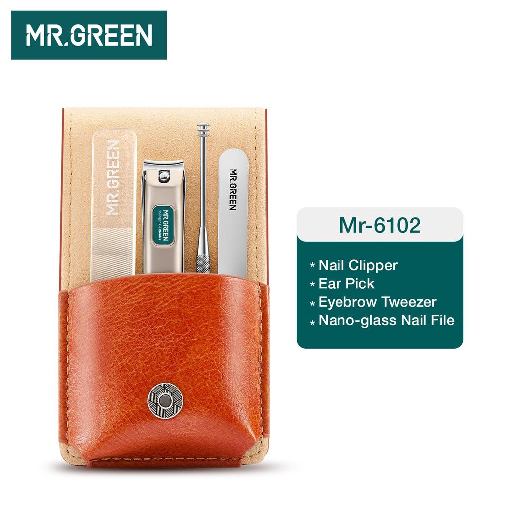 MR.GREEN Portable Manicure Set Pedicure Kit Stainless Steel Nail Clippers Tool Travel Grooming Case Gift Box Nail Scissors Set