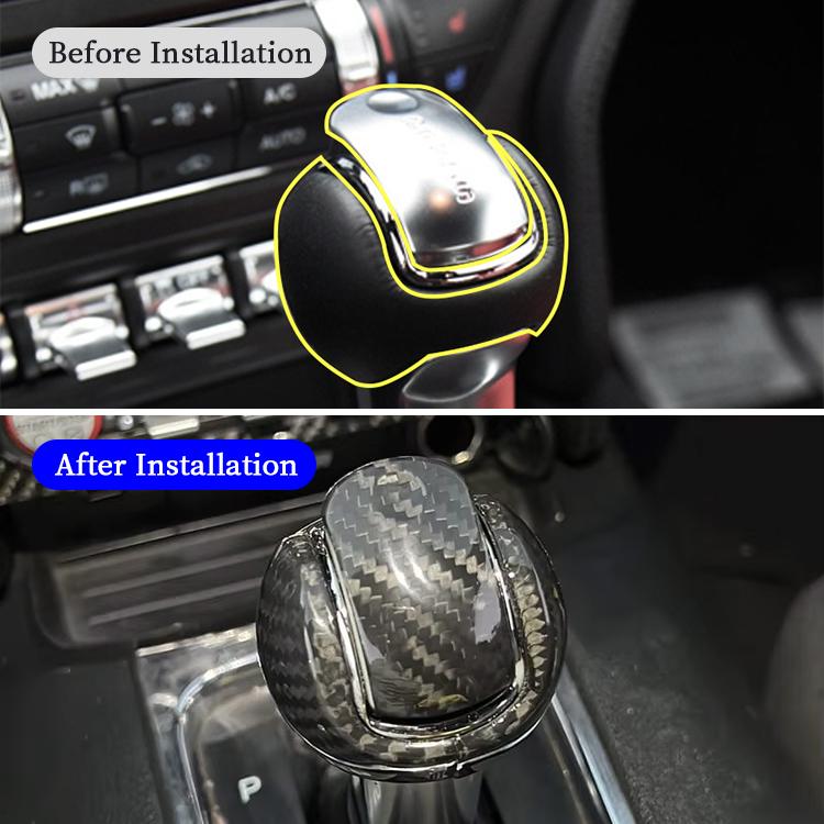 For Ford Mustang 2015 to 2020 Real Dry Carbon Fiber Car Gear Shift Knob Head Trim Cover Car Interior Protective Accessories