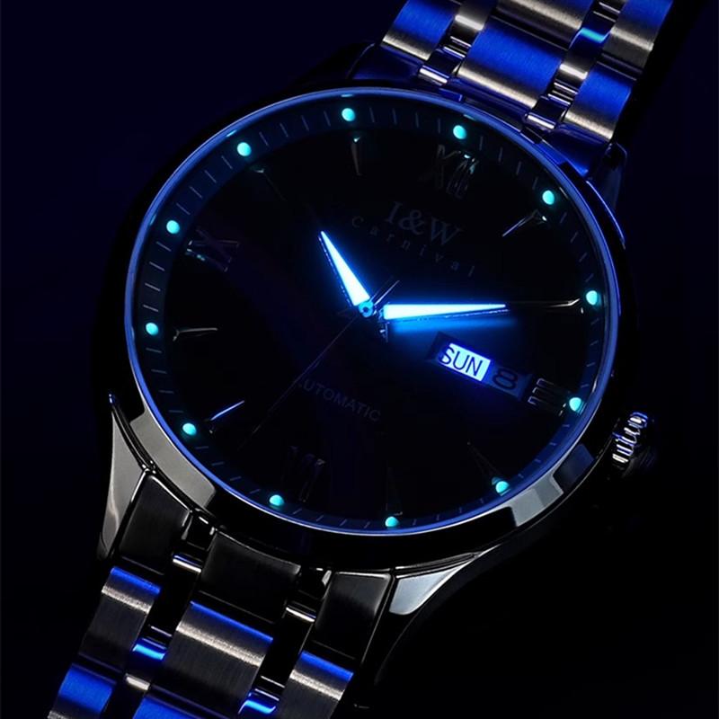 I&W Brand Fashion Business Watch Men Luxury Sapphire Calendar Automatic Mechanical Wrist Watch 50M Clock Waterproof Montre Homme