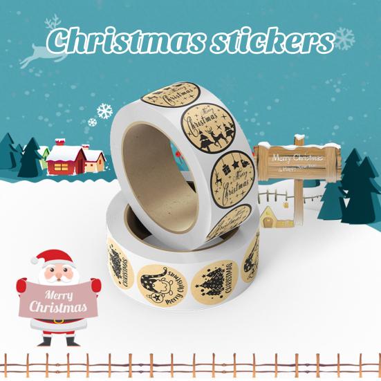 1 рулон рождественской клейкой клейкой темы, этикетка для печати, самостоятельная прочная, насыщенная, цветная подарочная коробка «сделай сам»
