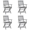 VidaXL Set of 4 Outdoor Folding Chairs with Cushions, Patio Seats, Dining Chairs, Patio Furniture 3064510