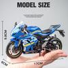 1/12 SUZUKI GSX-R1000, литая под давлением игрушка из сплава мотоцикла, модель автомобиля мотоцикла, соединительная головка, резиновые шины, мотоцикл, автомобиль для мальчика, подарок