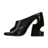 Off White Womens/Ladies Cut Out Leather High Block Heel Mules