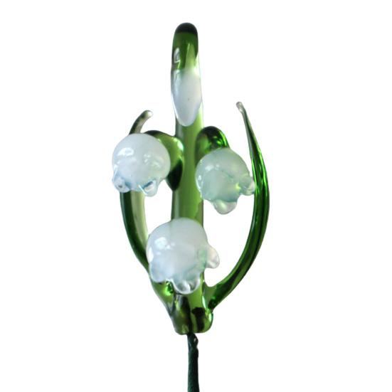 Hand-Blown Glass Flower Decoration with Wire Stem Handmade Colored Glaze Floral Figurine Home Living Room Office Table Flower Vase Ornament