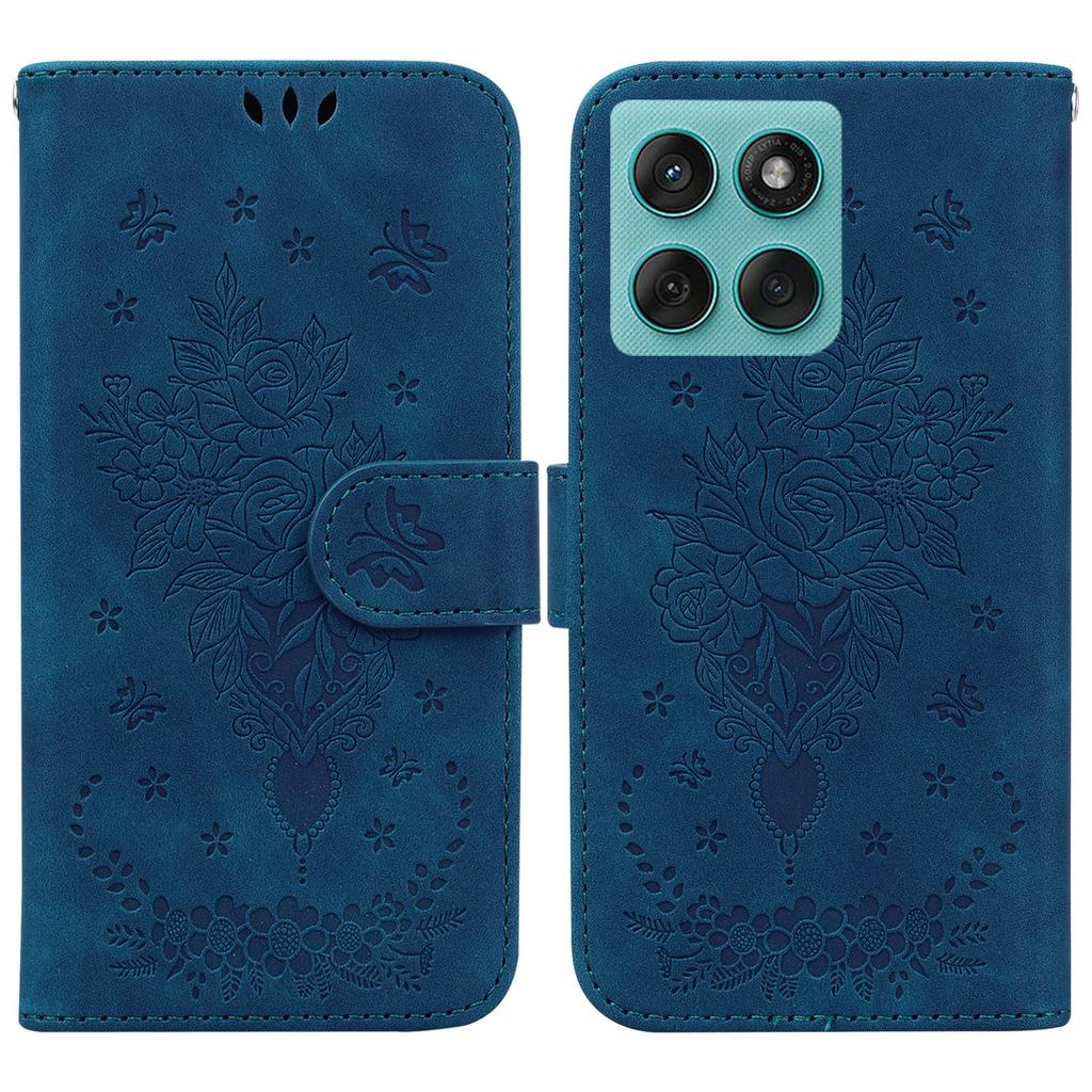 For Motorola Edge 60 5G/60 Fusion 5G Case PU Leather Wallet Phone Cover Butterfly Flower Imprint