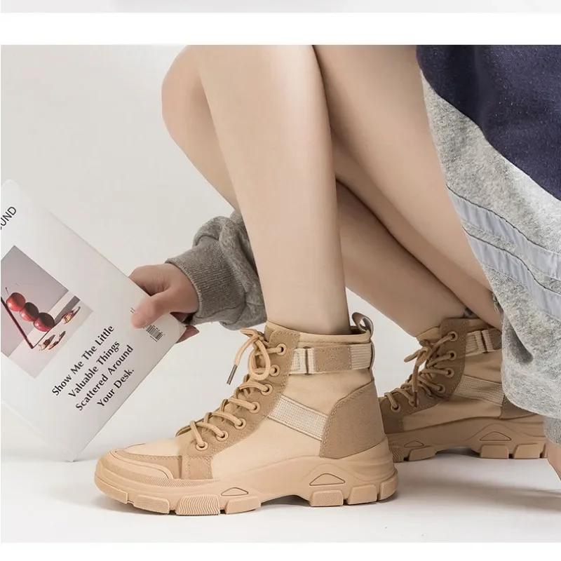 Современные ботинки с перекрестными шнурками на щиколотке, популярные женские ботинки в стиле вестерн, ботинки Martin на весну/осень, женские ботинки со шнуровкой и круглым носком D396