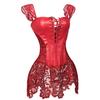 Женское готическое бюстье из искусственной кожи с корсетом и кружевной юбкой, нарядные платья, костюм