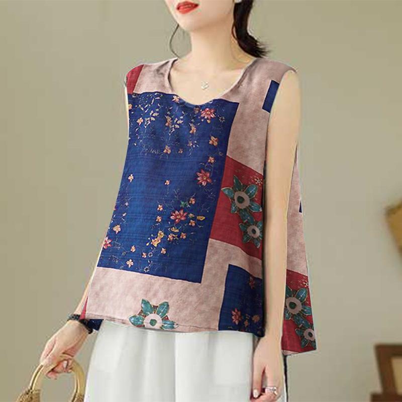 ZANZEA Женские повседневные майки без рукавов с круглым вырезом и принтом