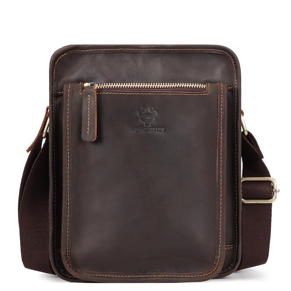 Humerpaul Кожаная сумка через плечо, вместительная многофункциональная дорожная сумка, спортивная сумка