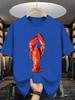Red Lobster Marine Animal Print Unisexs Crew Neck T Shirt Vivid Seafood Graphic Short Sleeve Casual Cotton Trendy Street Tees