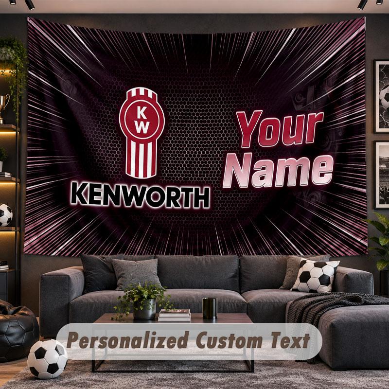 Wall Hanging Tapestry Custom NameKenworth Pattern Personalized Printed Fabric Wall Decor