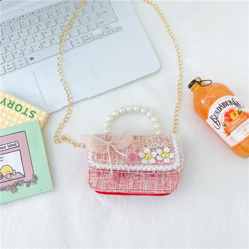 Adorable Mini Pearl Handbag For Girls Charming Chain Shoulder Bag For Children